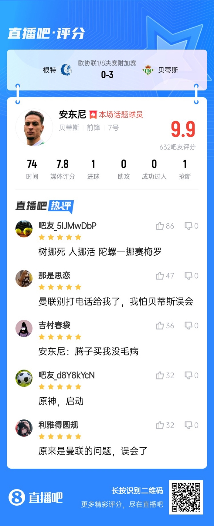  安東尼兜射圓規(guī)畫?。“捎言u(píng)分9.9：樹挪死人挪活 陀螺一挪賽梅羅