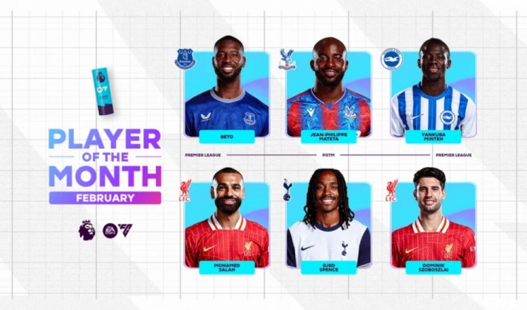 英超2月最佳候選：貝托、馬特塔、明特、薩拉赫、斯賓塞、索博