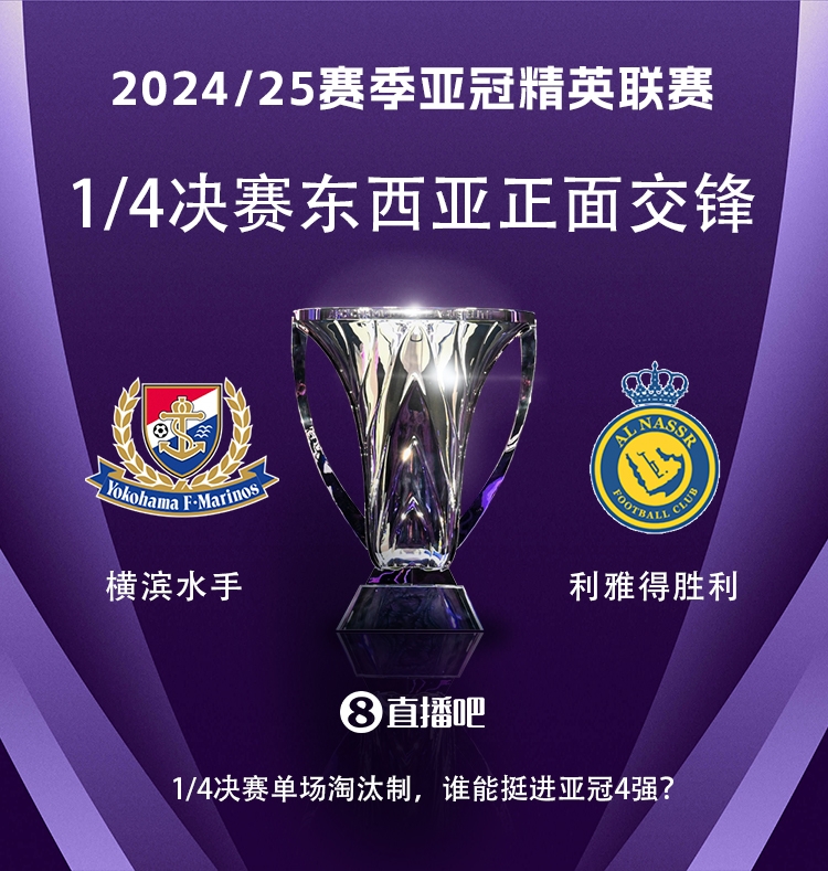  亞冠1/4決賽對(duì)陣：利雅得勝利vs橫濱水手，C羅vs安德森-洛佩斯！
