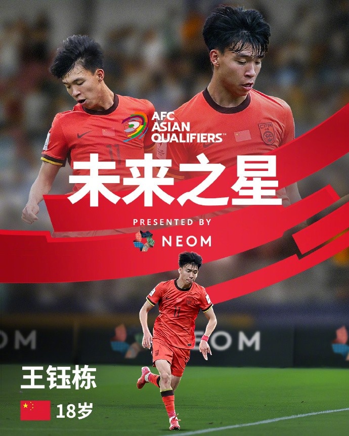  亞洲杯官方社媒發(fā)布王鈺棟個(gè)人海報(bào)：青年軍的旗幟，飄揚(yáng)在前哨