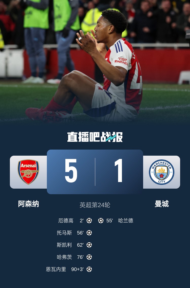  硬氣槍手無畏強敵！阿森納本賽季5-1碾壓曼城，3-0完勝皇馬