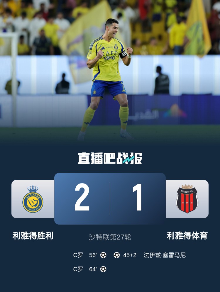  利雅得勝利達(dá)成沙特職業(yè)聯(lián)賽900球里程碑，僅少于新月
