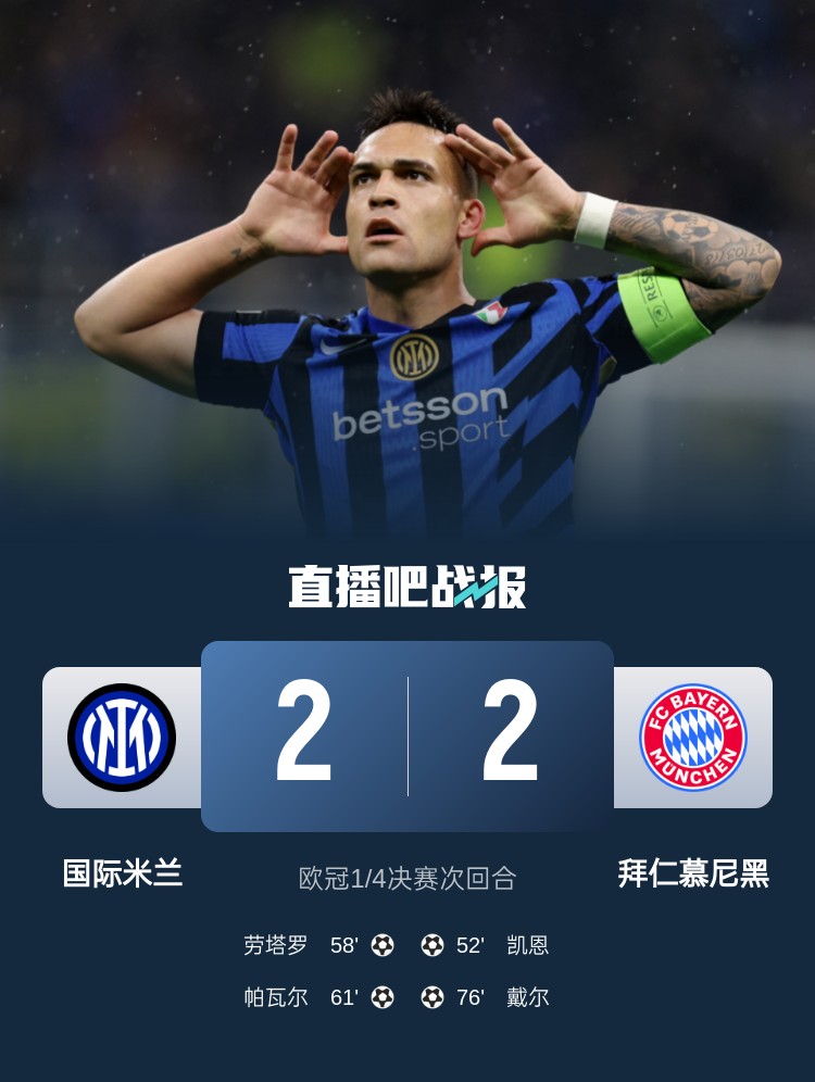  黑色3分鐘！拜仁3分鐘丟2球遭國米淘汰 去年3分鐘丟2球遭皇馬絕殺